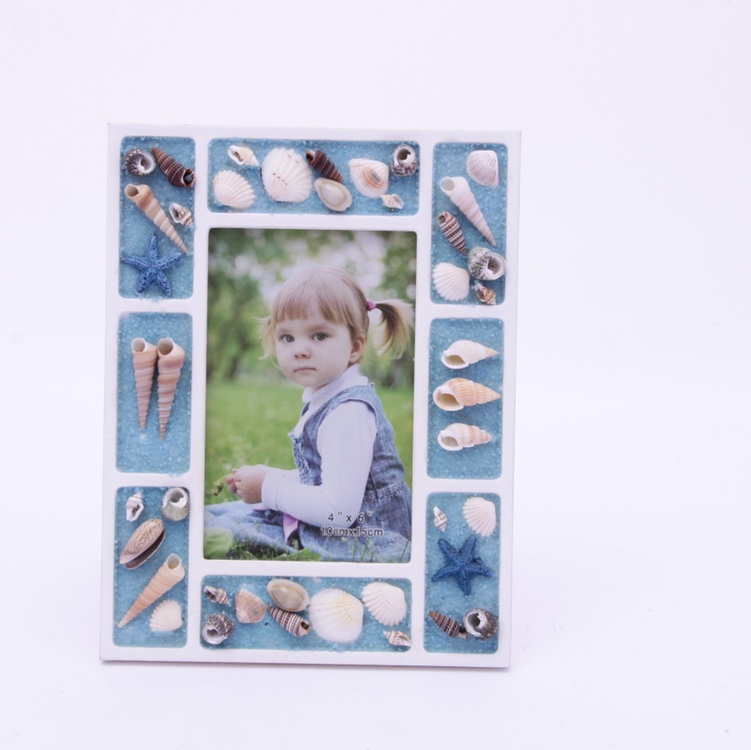 Natural shell frame 5 - inch horizontal vertical wall hanging beach art thumbnail