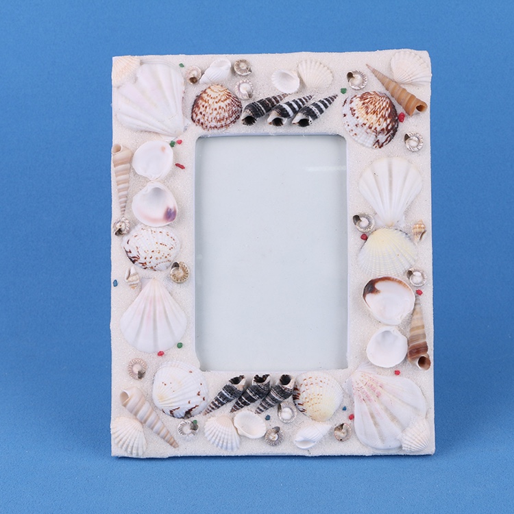 Natural shell picture frame 5 inches horizontal and vertical beach ocean tourism souvenir crafts thumbnail