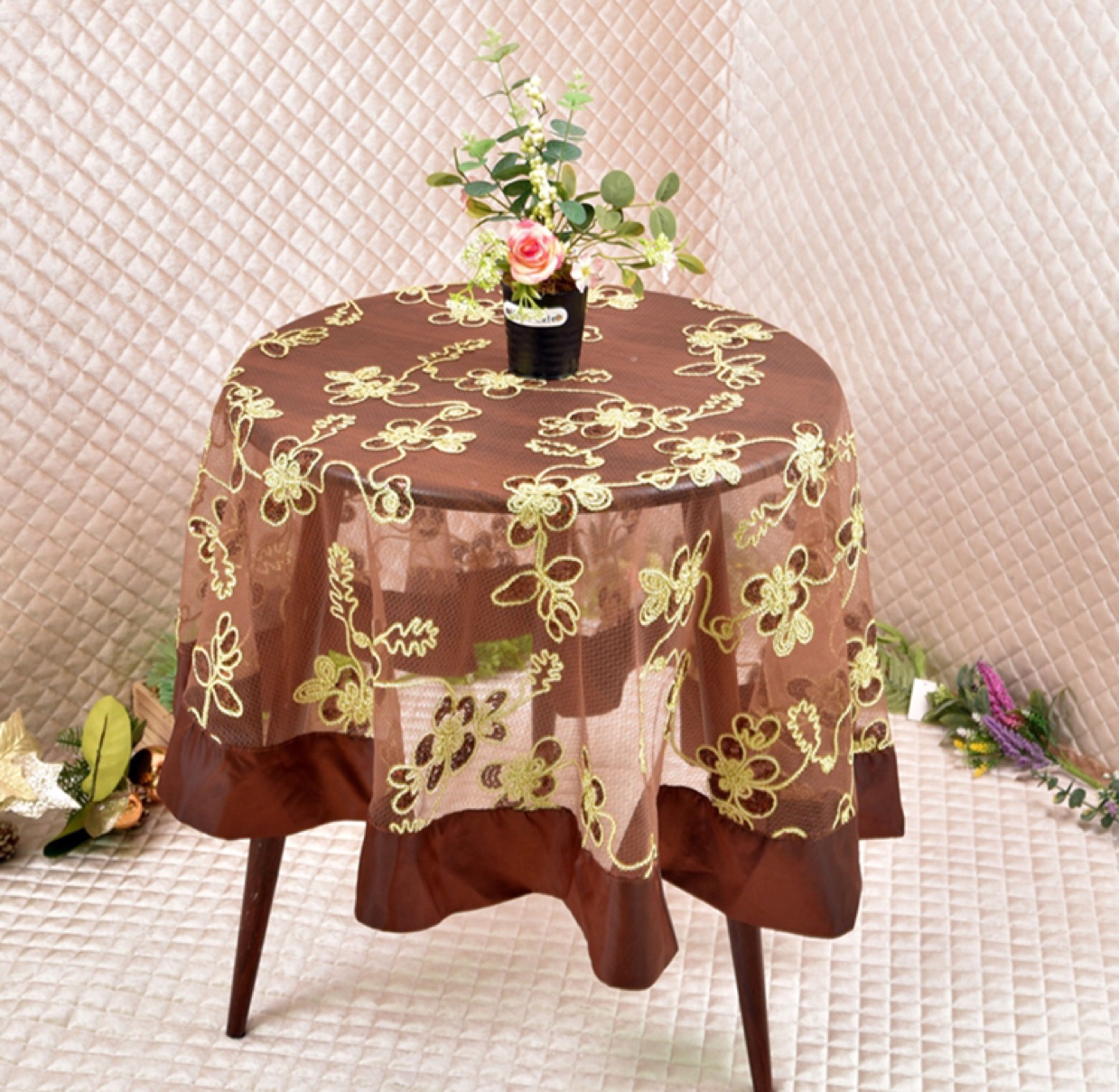 2020 new lace round table cloth table flag special treatment thumbnail