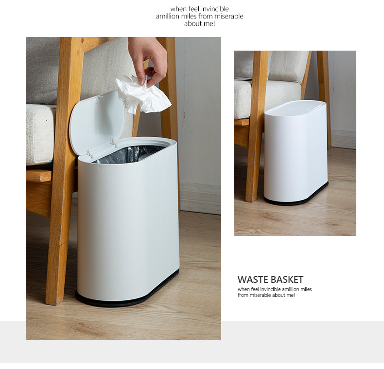 按压翻盖夹缝分类垃圾桶家用客厅厨房办公大号卫生间桶爆款077详情10