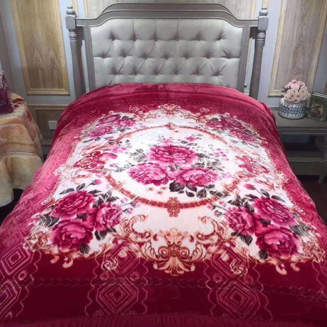 拉舍尔毛毯12斤加厚双层冬季保暖羊绒毯子结婚庆大红毛毯双人。(义乌好货)