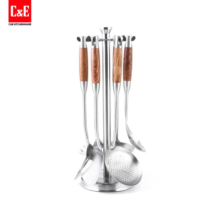 勺铲套装/不锈钢/花梨木白底实物图