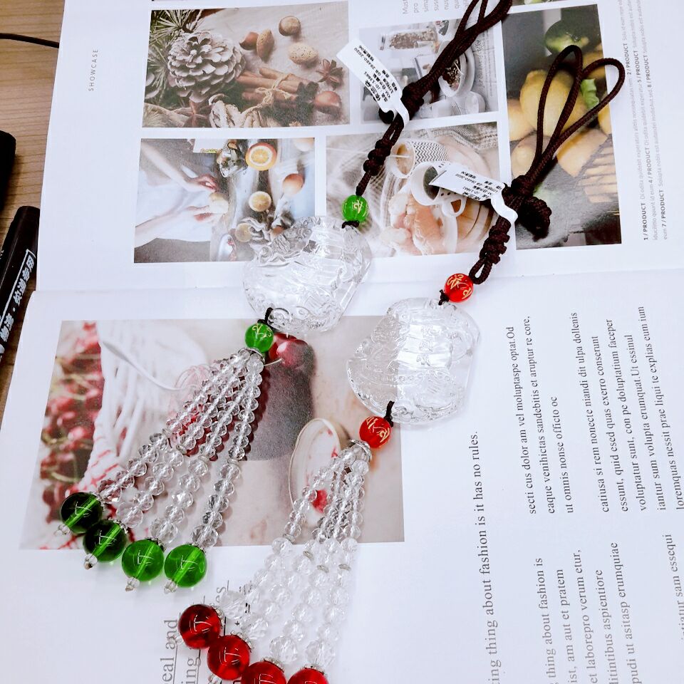 古法琉璃 福葫芦 绿色水晶葫芦 汽车挂件 实心弯葫芦葡萄珠挂件