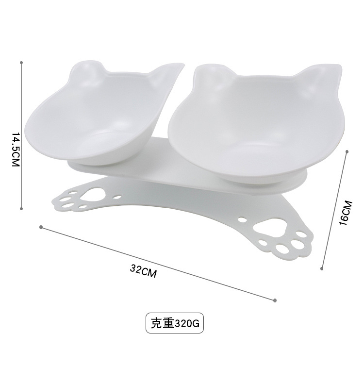 Cat products manufacturers direct sales of non-slip neck protection cat ears plastic cat double bowl transparent tilt durable cat food bowl undefined
