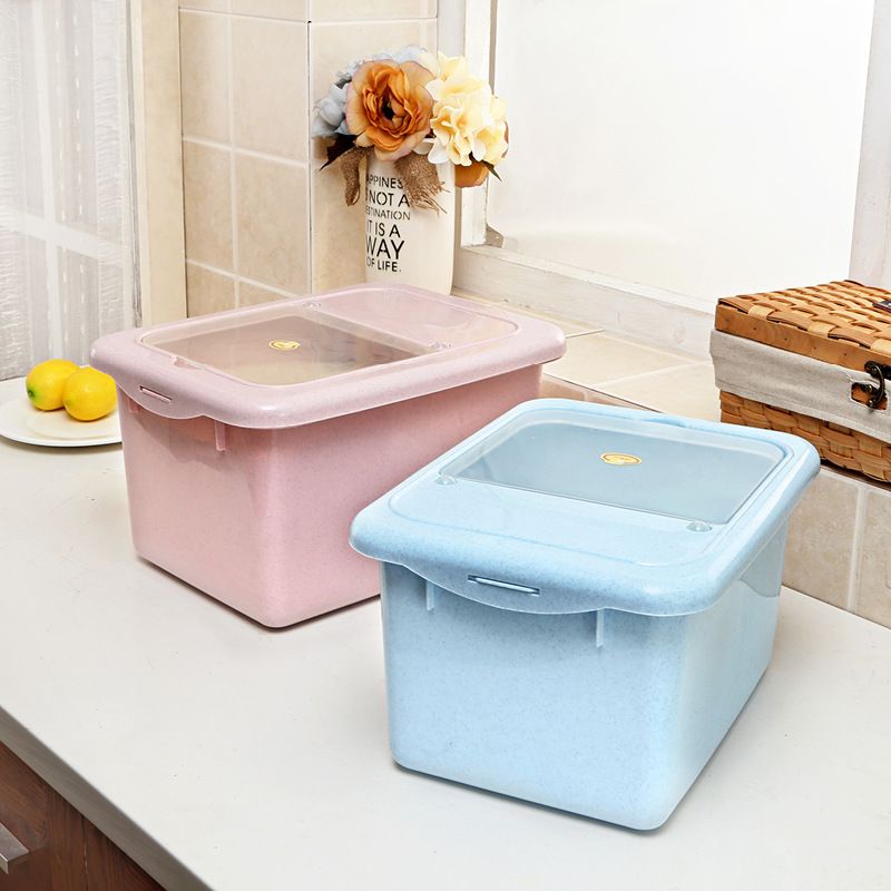 Household rice bucket, moisture-proof and insect-proof, transparent rice storage box, sealed flip cover storage box, coarse grain bucket, plastic rice bucket 6560/7.5kg full figure