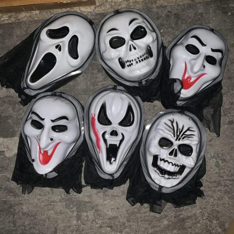 白色鬼面具 加黑布塑料面具  鬼面具 塑料面具 混装详情图1