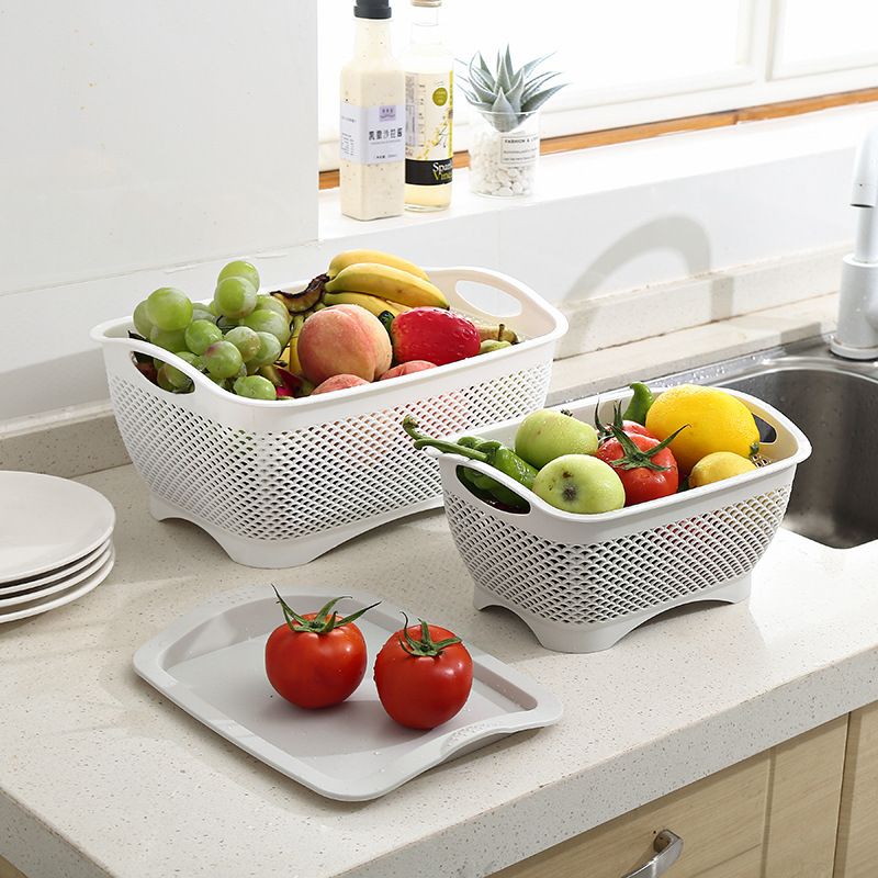 Wicker plastic storage basket, fruit basket, kitchen storage, office storage basket 091, medium size 091 full figure