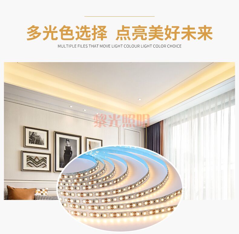 LED高亮低压灯带12v贴片背胶软灯带展柜照明铝材灯槽24v冰蓝超密详情图8