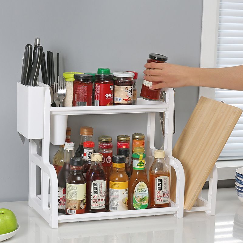 Multi-functional storage rack, double-layer storage rack, kitchen seasoning rack, cutting board rack, kitchen special storage rack, storage rack 058 Specification drawing