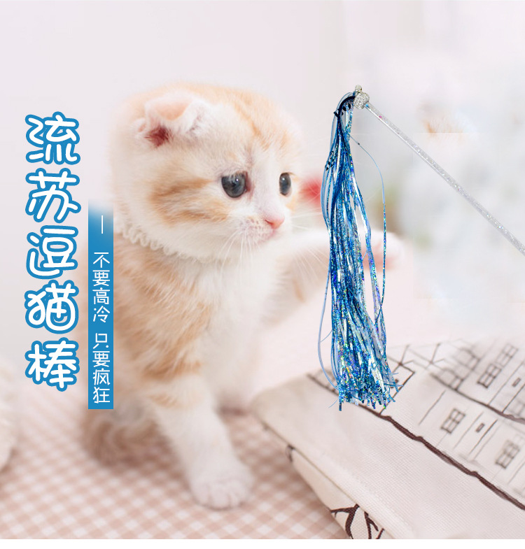 2020爆款仙女逗猫棒 玻璃球响纸l铃铛长杆逗猫棒 猫用品厂家批发详情图1