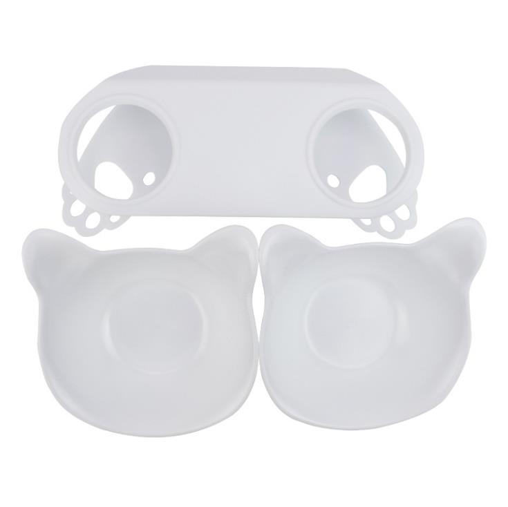 Cat products manufacturers direct slippery neck protection cat ears plastic cat double bowl transparent tilt durable cat food bowl Specification drawing