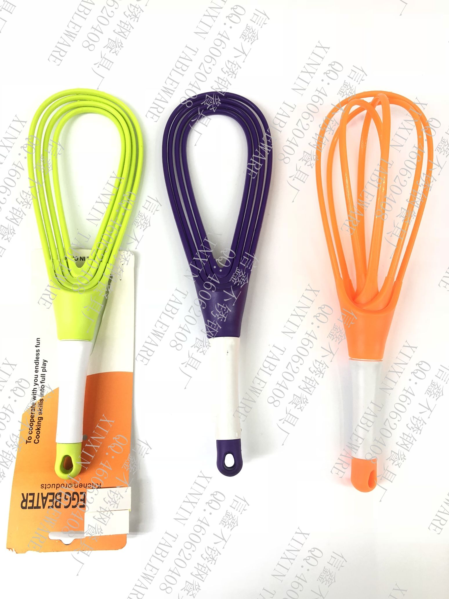 Stainless steel tableware kitchenware hotel supplies - silicone egg whisk with card thumbnail