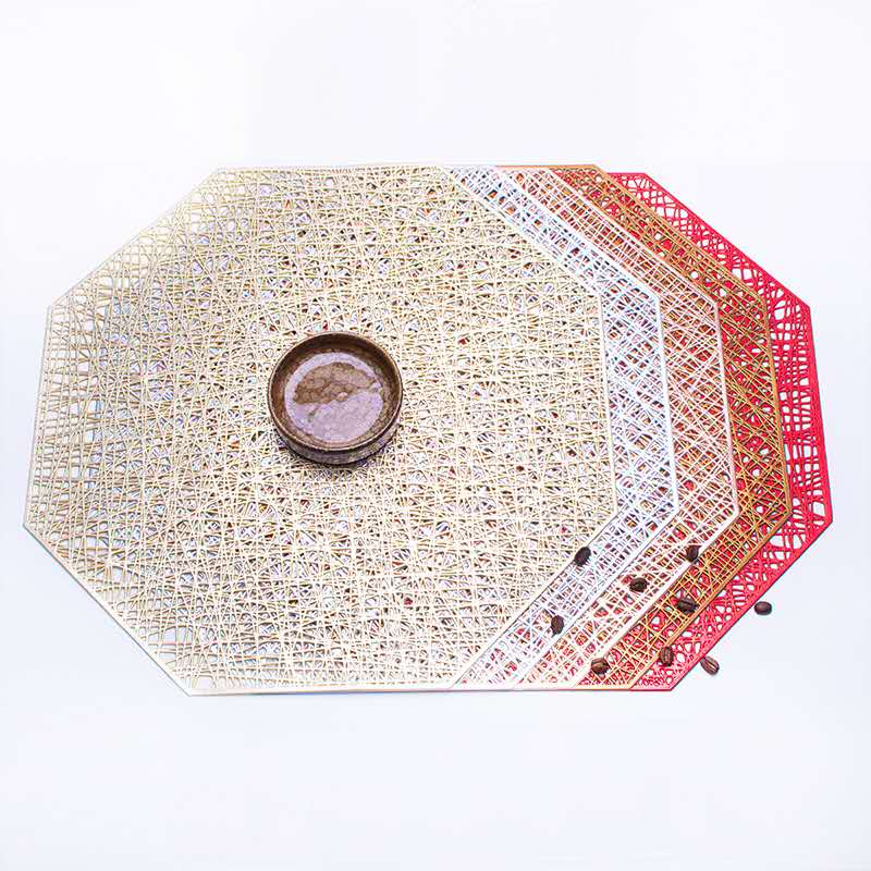 New octagonal PVC placemat modern and simple western household bowl pad heat resistant manufacturers direct sale thumbnail