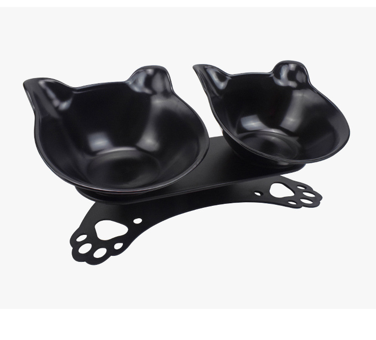 Cat products manufacturers direct sales of non-slip neck protection cat ears plastic cat double bowl transparent tilt durable cat food bowl undefined