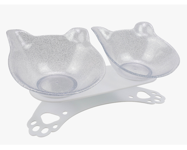 Cat products manufacturers direct sales of non-slip neck protection cat ears plastic cat double bowl transparent tilt durable cat food bowl undefined
