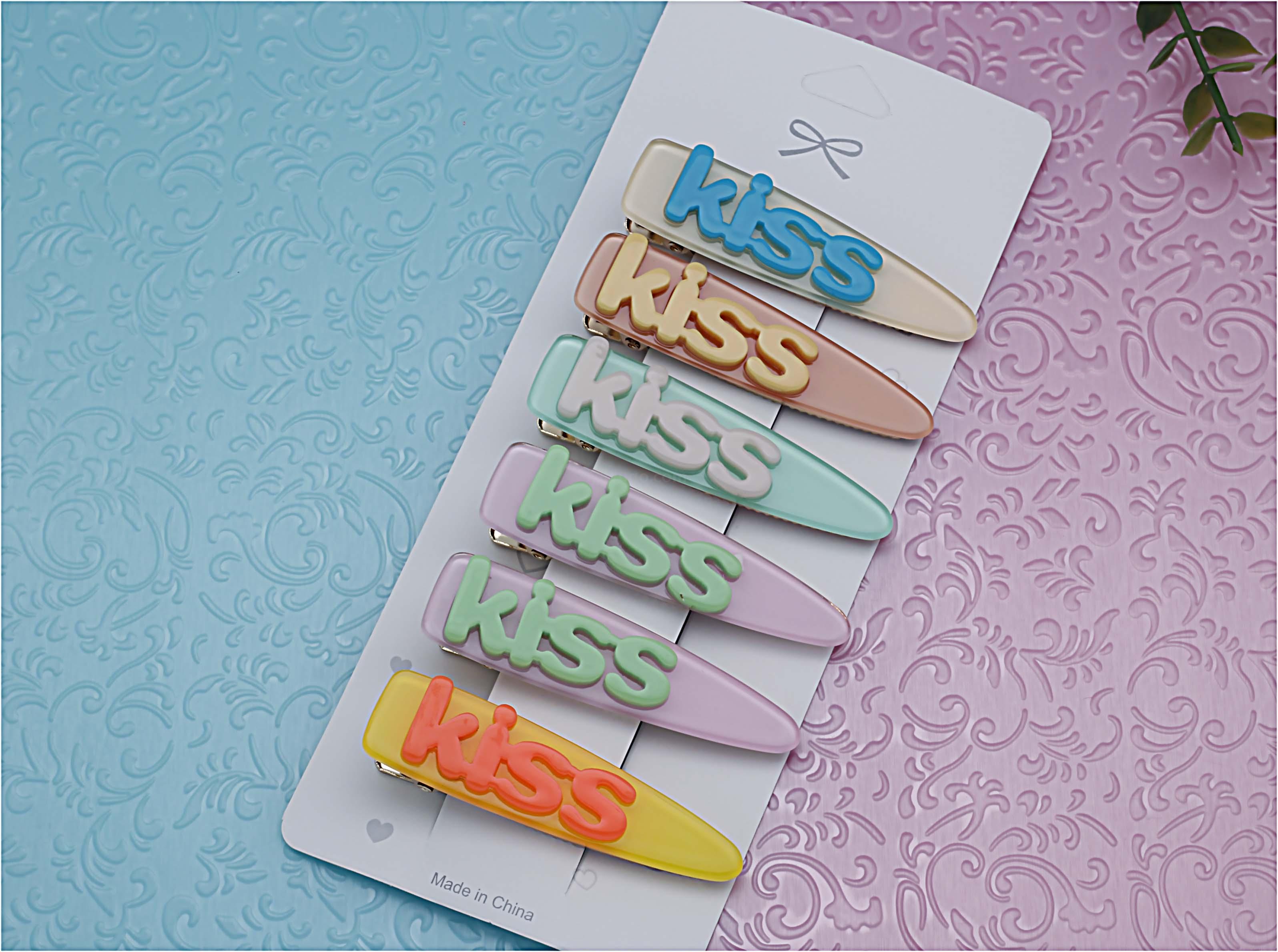 Yiwu Selection European and American character color English letter hairpin female high light super flash fashion word clip bang clip thumbnail