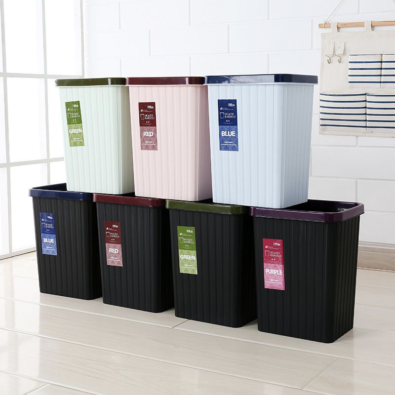 Plastic trash cans, household kitchen, living room, bathroom trash cans, hotel hygiene buckets, square office wastebaskets 063 Item Picture