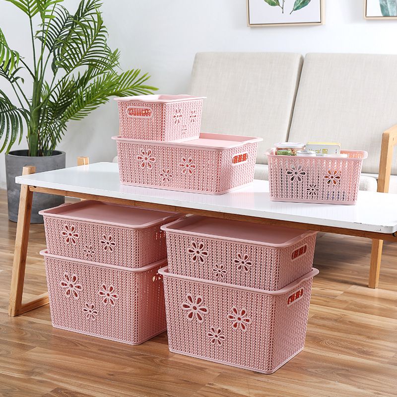 Wicker storage basket, fruit basket, storage basket, kitchen storage, office storage, sundries basket, toy storage basket 2028, large size with lid details Picture