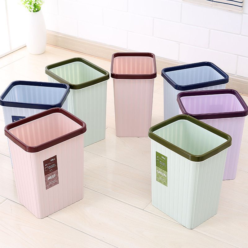 Plastic trash cans, household kitchen, living room, bathroom trash cans, hotel hygiene buckets, square office wastebaskets 063 details Picture