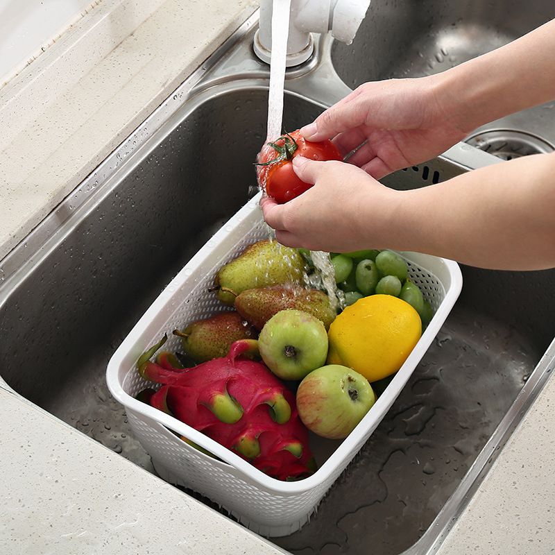 Wicker plastic storage basket, fruit basket, kitchen storage, office storage basket 091, medium size 091 details Picture