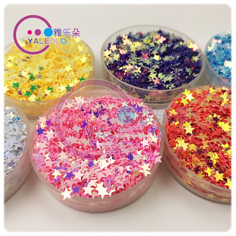 4mm five-pointed star pvc sequin nail art diy accessory material stage festival quicksand phone case Slime accessory Specification image