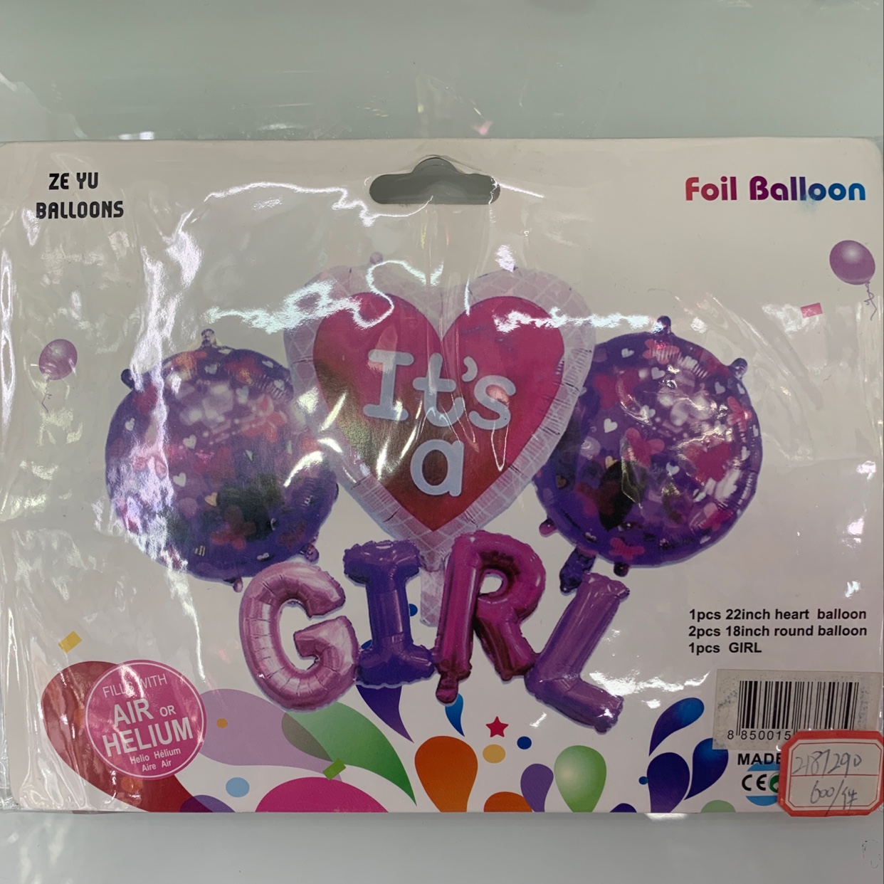 The party room is decorated with aluminum foil balloons