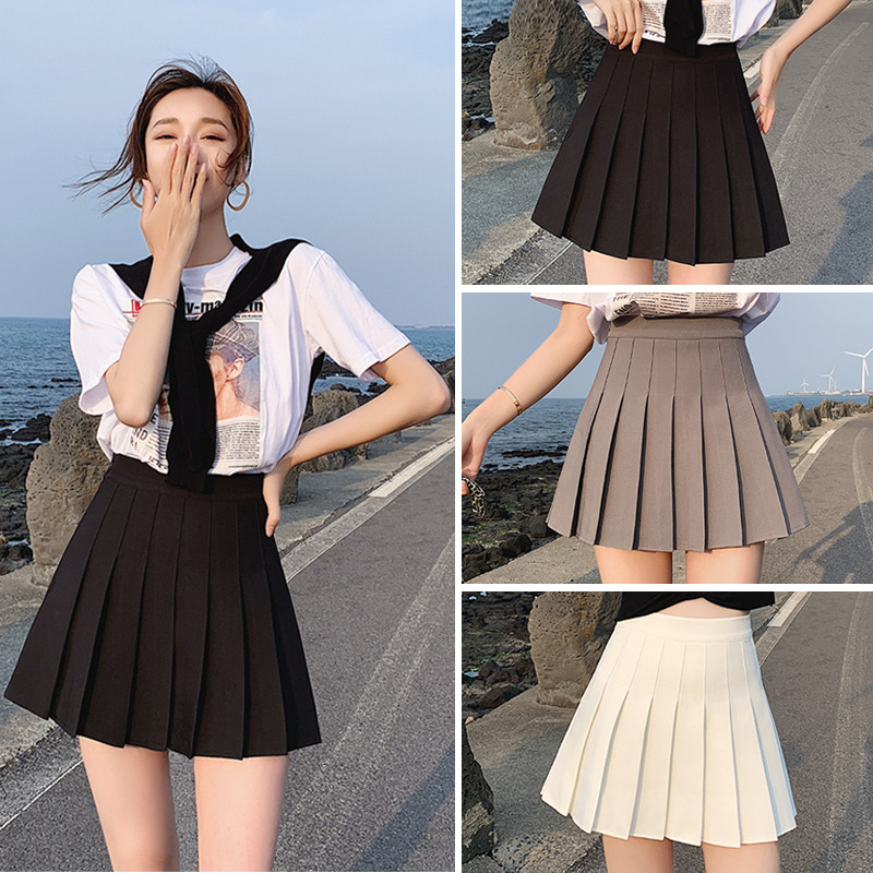 The new summer black pleated skirt, short skirt, high-waisted A-line skirt for women, and the super popular half-length skirt on Instagram for students in the school style detail image 1