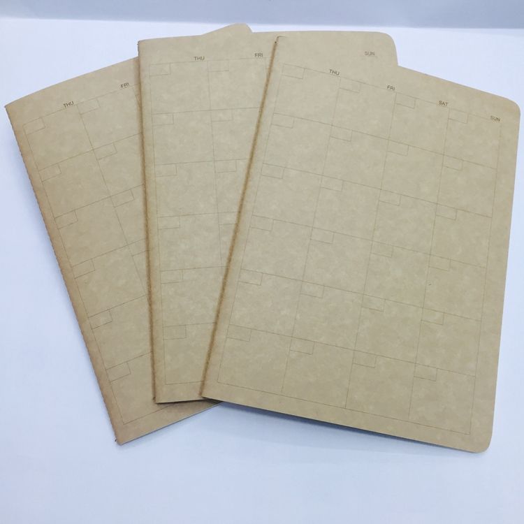 Brown paper monthly plan wire mounted notebook B5 Notepad self-filling plan table