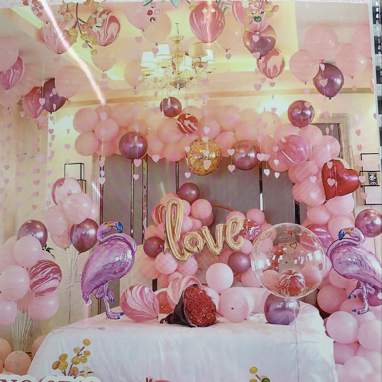 Wedding aluminum foil balloon set Pink romantic balloon set