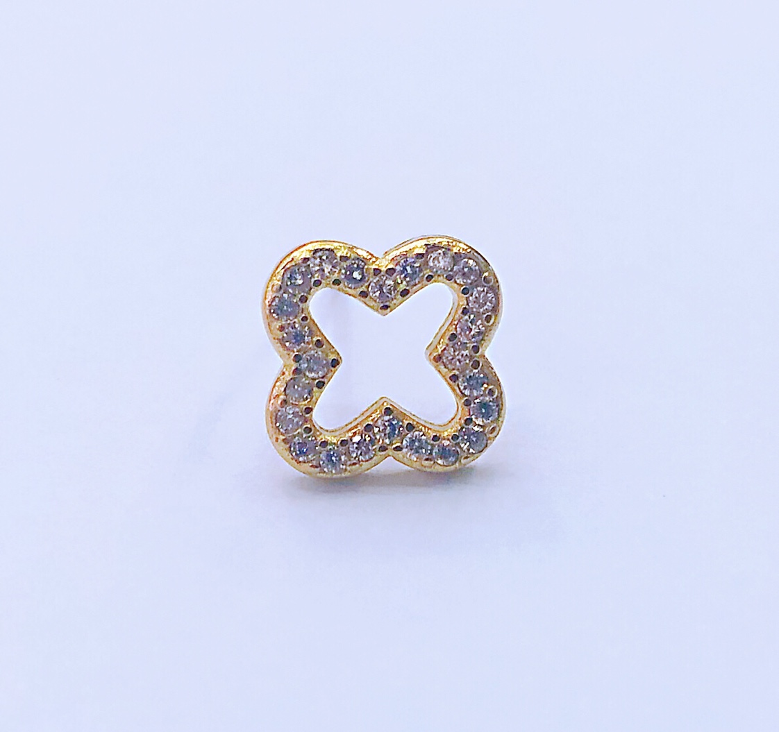 Manufacturers direct micro - zircon S925 silver needle clover copper earrings thumbnail