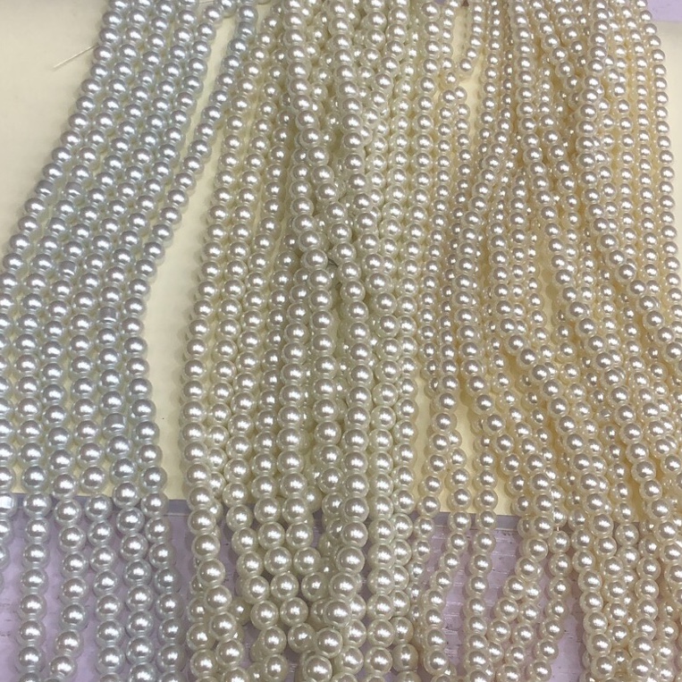 Glass imitation pearl round 4mm6mm8mm10mm12mm14mm 4*6/5*7/6*8, color white rice white thumbnail