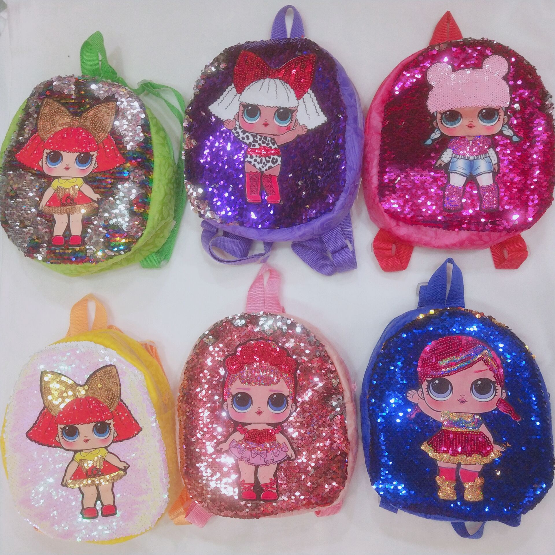 Children's Backpack 2020 Sequined Cute Surprise Doll Sequined Backpack Cartoon Student Schoolbag