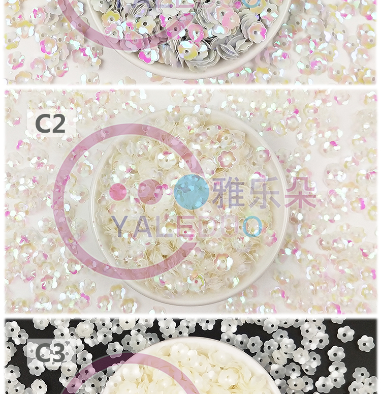 Small bag 7mm mid-hole concave-convex six-petal plum sequin earrings, sequins, handcrafted diy pendant accessories, material sourcing detail image 5