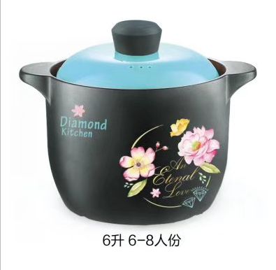 6升耐高温钻石花砂锅，每箱4只