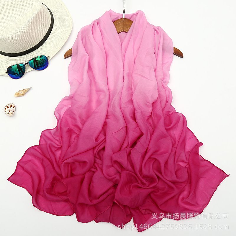 Scarf A comfortable imitation silk gradient two-color beach towel fashion trendsetter scarf sunshade shawl thumbnail