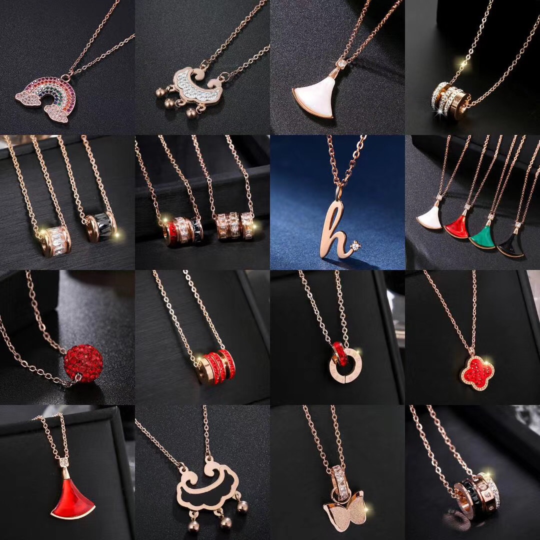 Stainless steel titanium steel necklace. Hand lotus, foot lotus series