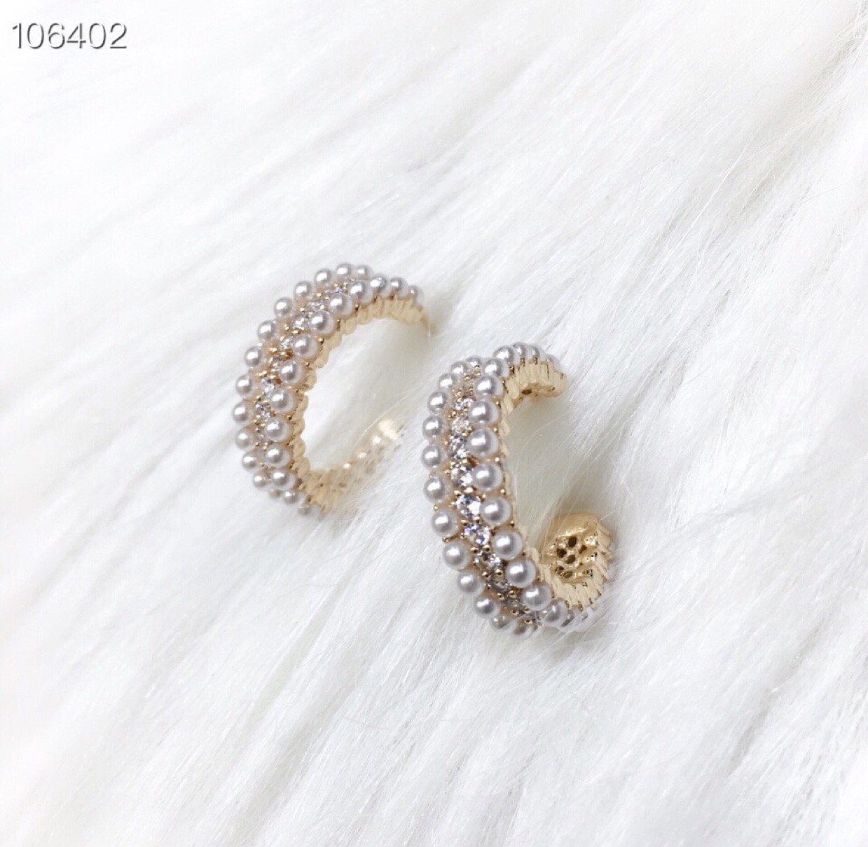 Simple pearl earrings ring earrings 925 silver needles