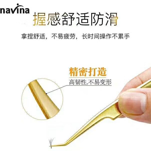 navina Yaviya Eyelash Implantation Special Queen Clip False eyelash Extension Tweezers, Special Blooming Golden Queen Clip Beauticians Special Blooming Tweezers, eyelash extension Tools exclusively for export Item Picture