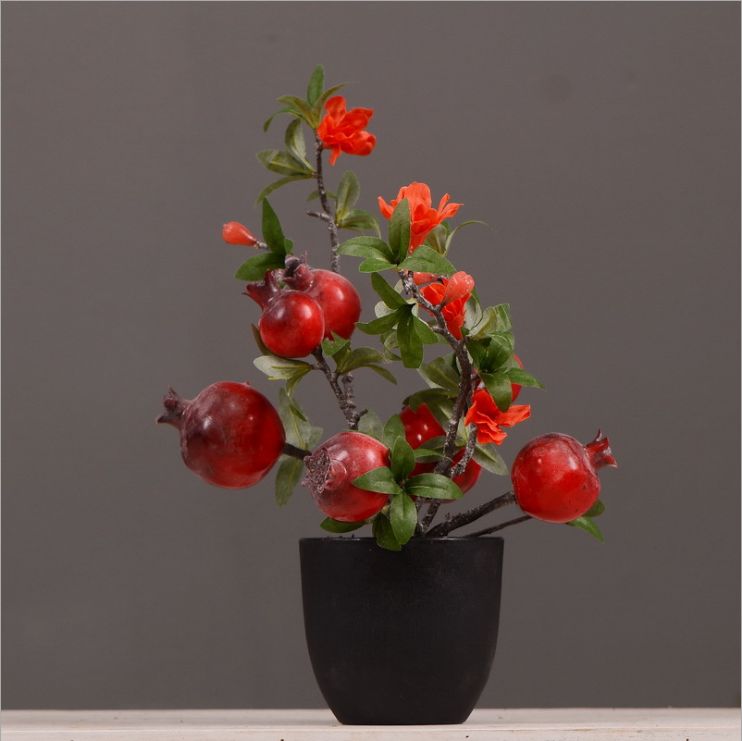 Yiwu Selection simulation pomegranate small pot wholesale house green plant pot decorations