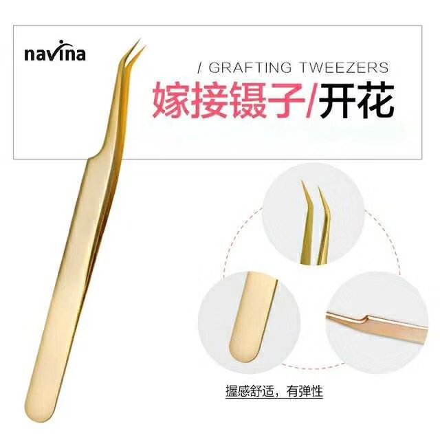 navina Yaviya Eyelash Implantation Special Queen Clip False eyelash Extension Tweezers, Special Blooming Golden Queen Clip Beauticians Special Blooming Tweezers, eyelash extension Tools exclusively for export Specification image