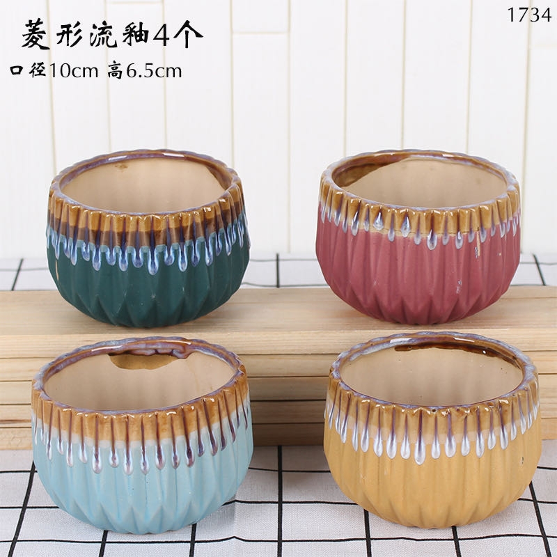 Succulent flowerpots, garden ceramic mini new items, creative rough pottery retro home new products, porcelain jars and POTS 5# undefined