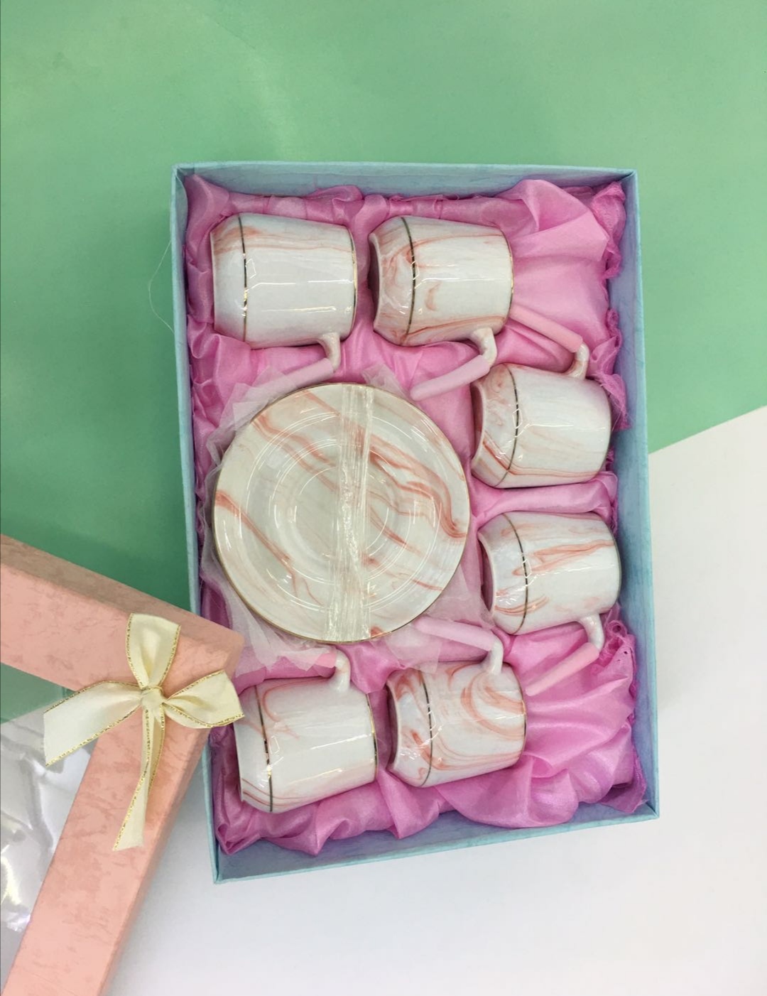 丽玫少女可爱创意时尚简约陶瓷大理石纹咖啡六杯六碟套装003图