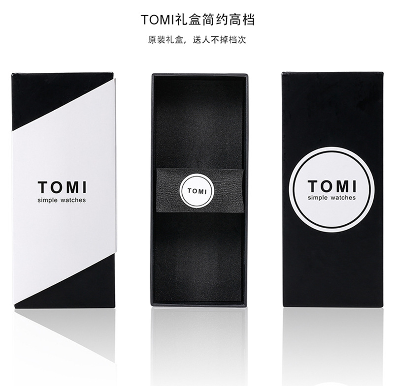 TOMI正品时尚新款简约石英手表皮带防水手表男女通用表详情图8