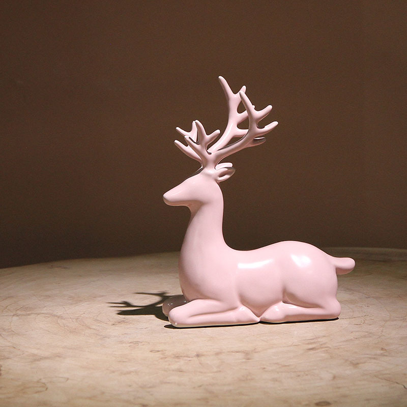 创意现代简约陶瓷ins鹿摆件定制圣诞动物亚马逊客厅家居饰品图