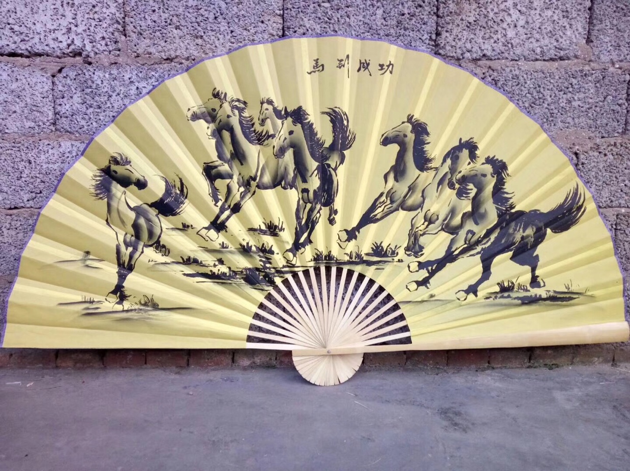 悬挂持久不变形*鸿运当头*超大挂扇玄关客厅壁挂装饰工艺大折扇子详情图9