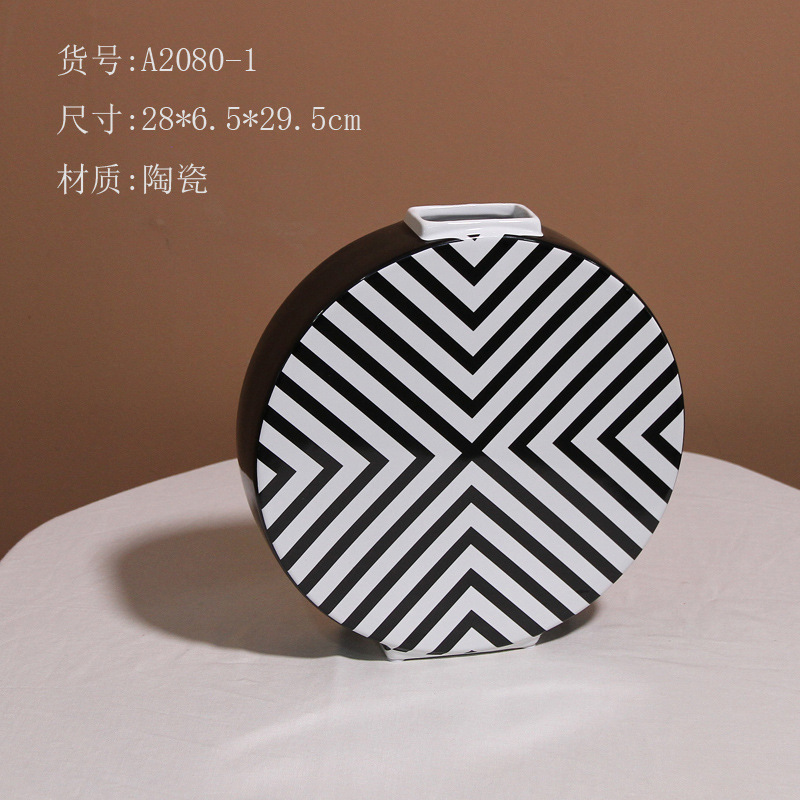 Simple home living room decorations, creative geometric line ceramic vases, modern flower arrangement vases and ornaments Item Picture