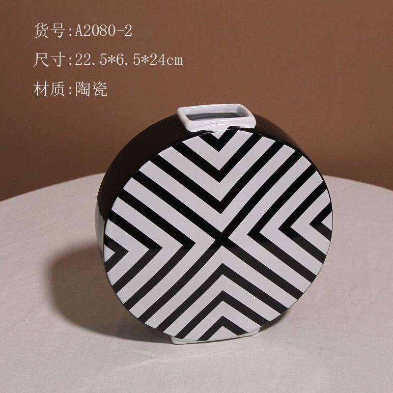 Simple home living room decorations, creative geometric line ceramic vases, modern flower arrangement vases and ornaments Specification image