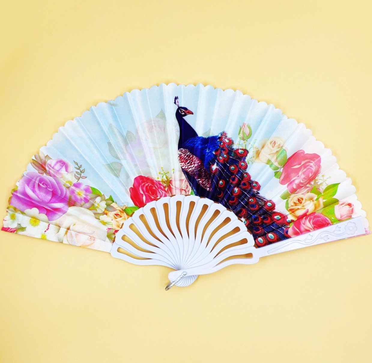 白杆S骨孔雀扇子塑料扇子细节图