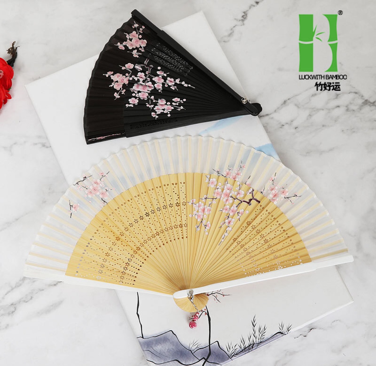 高档竹子喷绘扇子竹扇子