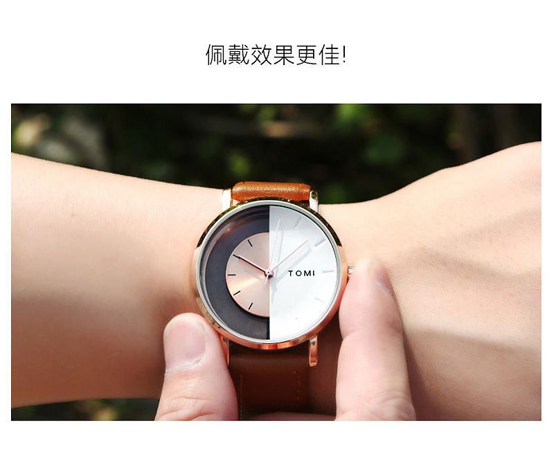 Tomi Hollow Design Half Side Perspective Concept Unisex Belt Unisex Casual Fashion Quartz Watch Application Scenario